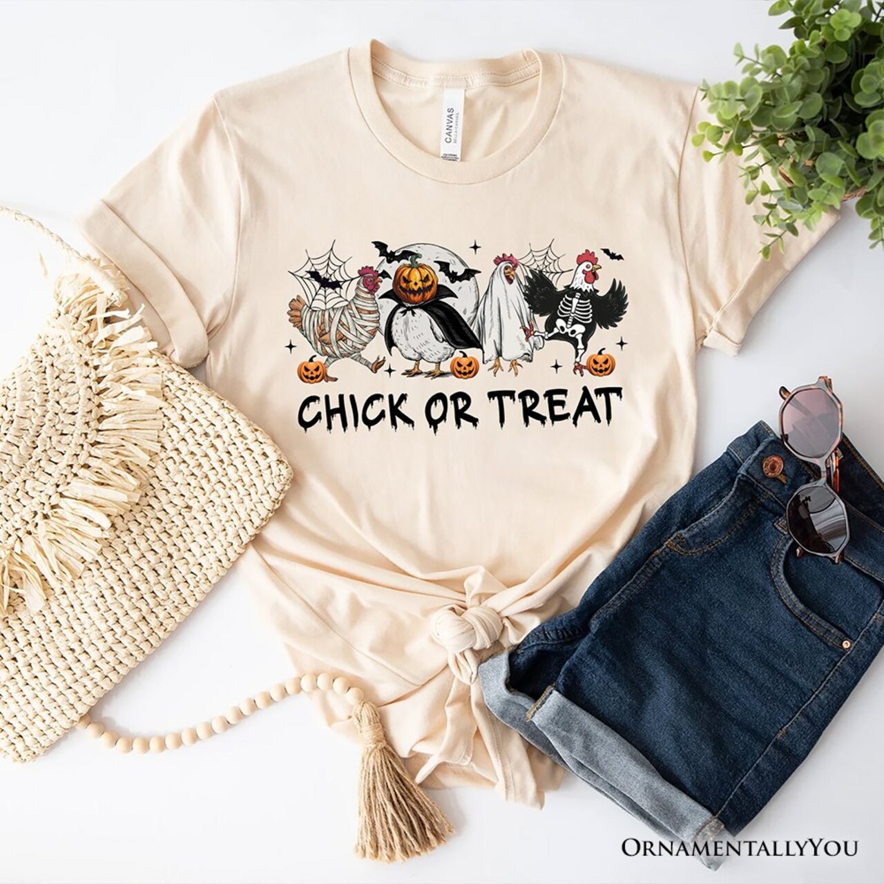 Chick or Treat Spooky T-Shirt, Halloween Chicken Tee for Country Life Enjoyers